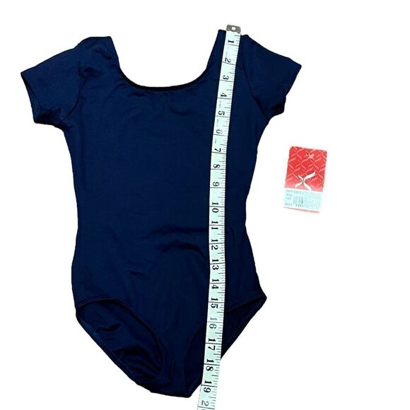 Capezio Navy Short Sleeve Dance Leotard, Size I (Intermediate/6Y), NWT - Picture 5 of 6